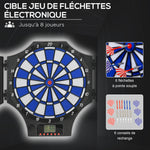 Cible jeu de fléchettes électronique refermable 2 portes 31 jeux jusqu'à 8 joueurs affichage LCD haut-parleur noir