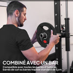 Disques de Poids en Acier 10 kg, Finition PVC, Plaques de Poids 2 x 5 kg, 3 Poignées, Trous de Ø 50 mm, Noir