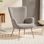Fauteuil salon, fauteuil d'appoint rembourré en tissu bouclette avec haut dossier et accoudoirs, 71x74x97,5cm, gris