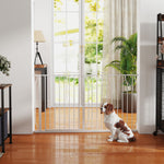 Barrière de sécurité chien barrière extensible 75-145 x 76 cm barrière escaliers couloirs portes sans perçage en acier et ABS blanc