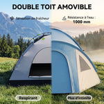 Tenda da campeggio familiare per 3 persone, tenda a cupola impermeabile leggera, ventilata, facile da montare, doppia porta e