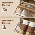 Meuble à Chaussures 10 Paires, Armoire à Chaussures, Porte en Miroir, 2 Tiroirs Rabattables et Étagères Réglables, Chêne