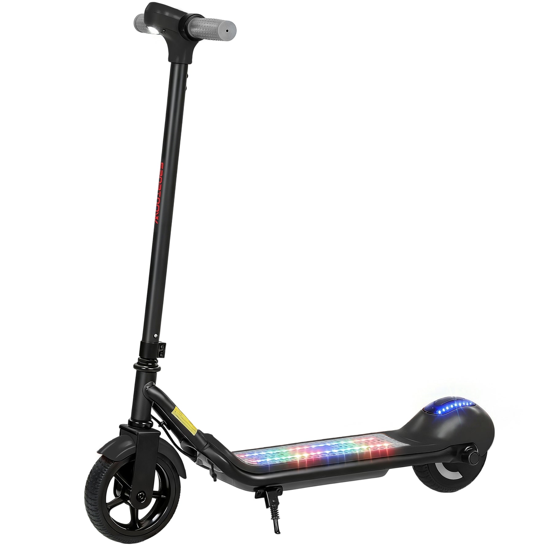 Trottinette électrique enfants 6-14 ans, écran LED, lumières RGB, pneus 6,5'', vitesse 10 km/h, démarrage au kick, noir