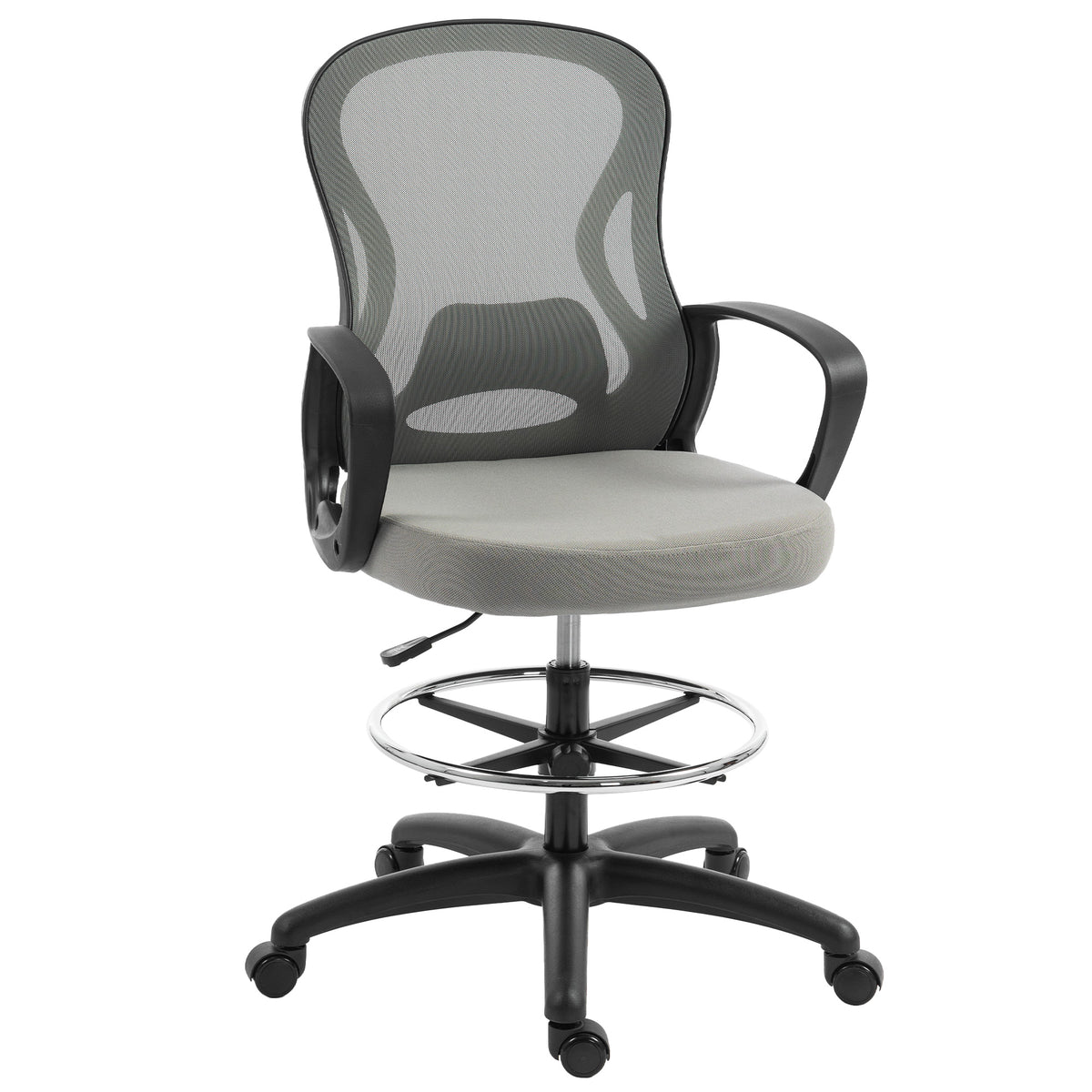 Chaise bureau ergonomique, fauteuil de bureau avec repose-pieds et accoudoirs, en maille, 59 x 65 x 123 cm, Gris