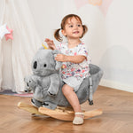 Jouet à Bascule Koala avec marionnette - Effet sonore Rugissement - Fauteuil intégré, Ceinture de sécurité - pour 18-36 mois - Bois peuplier Peluche Courte Polyester Gris