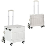 Chariot de courses pliable caddie de courses avec poignée télescopique réglable et couvercle charge max. 80 kg, blanc