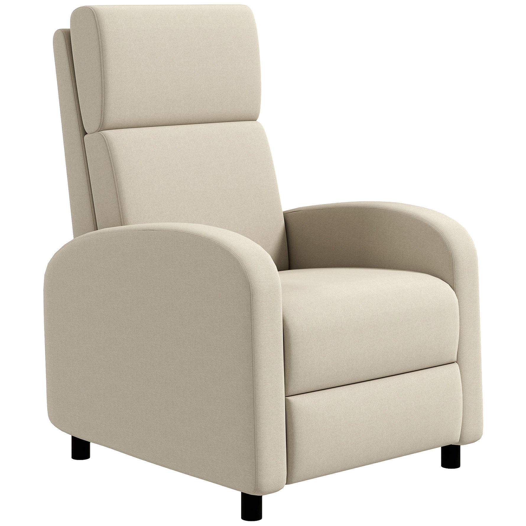 Fauteuil Relax Inclinable jusqu'à 160° Manuellement avec Repose-Pieds Intégré, Charge Max. 120kg, Grand Confort, Crème