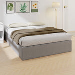 Lit coffre 140 x 190 cm, cadre de lit double rembourré, sommier à lattes en bois, rangement caché, sans bruit, gris
