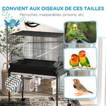 Grand cage oiseaux cage perroquet avec support roulettes pour cacatoès perruche canaris perroquet 85 x 49 x 119 cm noir