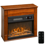 Cheminée électrique 1000W/2000W, fausse cheminée effet flamme 3D à 6 couleurs et 3 luminosités, 68,5x27,5x63cm, marron-0