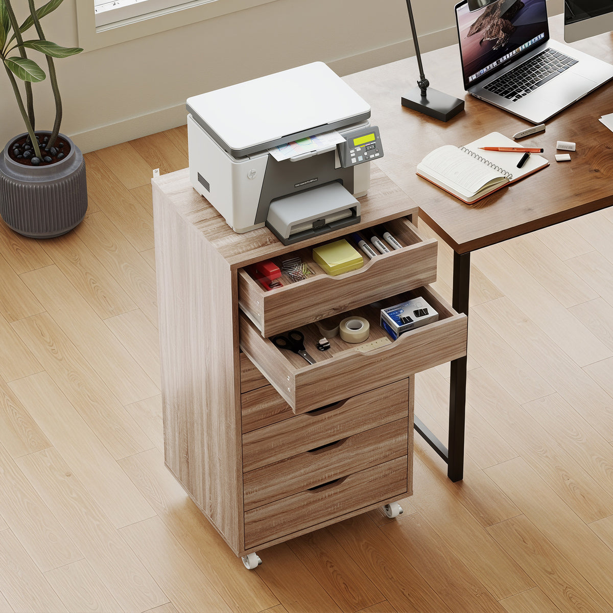 Caisson de bureau à roulette meuble rangement bureau avec 7 tiroirs organisateur pour documents, format A4 ou lettres