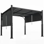 Pergola de jardin 3 x 3 m tonnelle de jardin avec Auvent coulissant, structure métallique, pour extérieur, Gris Foncé