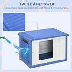 Niche pour chien extérieure en plastique maison pour chiens avec bouches d'aération bleu et blanc