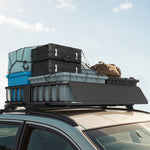Porte-bagage pour voiture universel, galerie de toit pour voiture en acier charge 90,7 kg 110,5 x 99,5 x 18,5 cm, noir