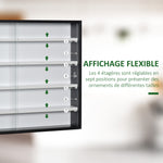Wandvitrine voor verzamelobjecten, 4 in hoogte verstelbare planken en 2 schuifdeuren, 80 x 9,5 x 60 cm, zwart