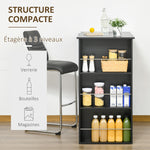 Bar mahai sukaldeko mahai altua zutik jateko mostradorea - neurriak: 112L x 57l x 106H cm - 3 apal - beltza