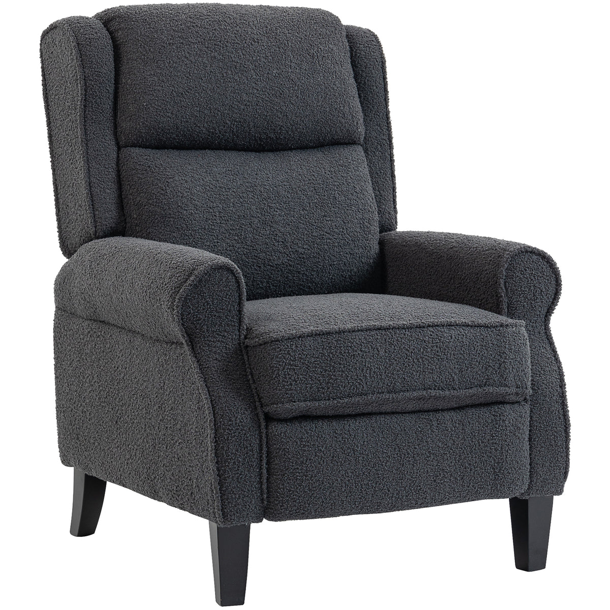 Fauteuil relax inclinable en polaire Teddy, fauteuil de relaxation avec repose-pieds extensible, assise rembourrée, gris