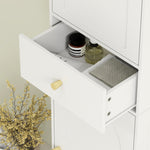 Armoire salle de bain haute meuble de rangement colonne avec placards tiroir et étagères réglables 40x29,5x170cm blanc
