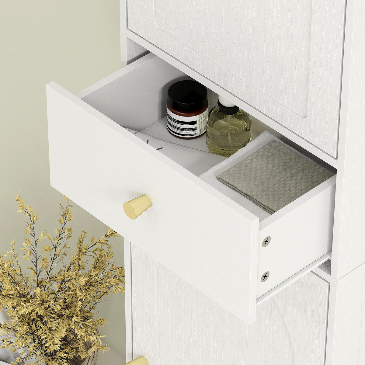 Armoire salle de bain haute meuble de rangement colonne avec placards tiroir et étagères réglables 40x29,5x170cm blanc