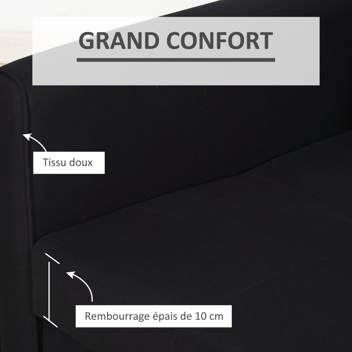 Canapé-lit 2 places convertible 2 en 1 avec 2 coussins et coffre de rangement intégré 152 x 101 x 81 cm gris foncé