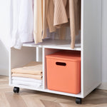 Set di 2 appendiabiti salvaspazio mobili con rotelle, 2 vani + ampio spazio appendiabiti in legno bianco