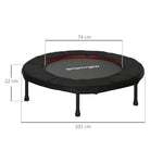 Trampolino fitness, Ø 102 cm, trampolino per esercizi, piedini antiscivolo, telaio in acciaio, portata 100 kg, rosso