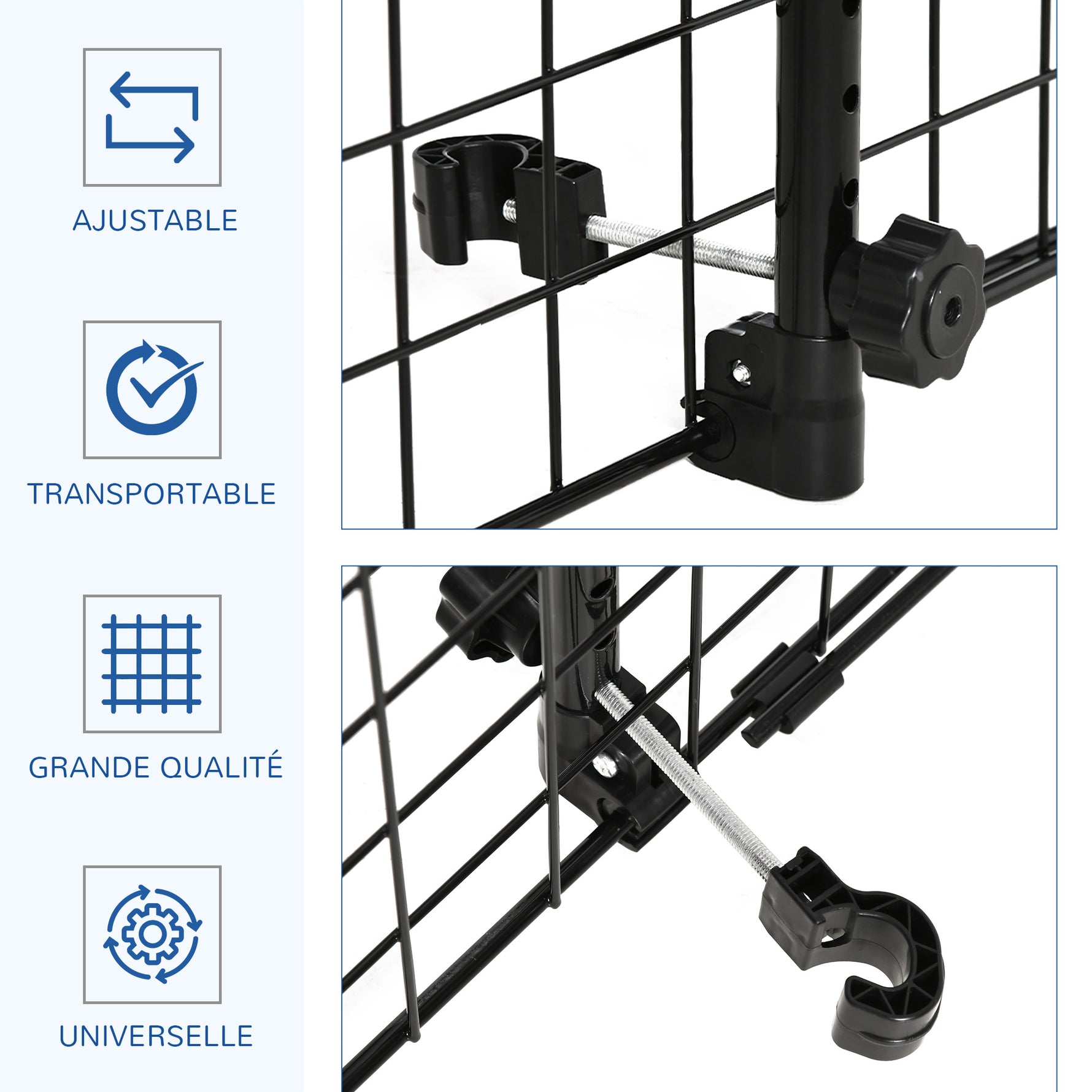 Grille de séparation voiture universelle pour chien, barrière de protection adaptée aux SUV et aux sièges auto, largeur réglable sans outils, installation facile, noir