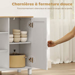 Buffet, meuble de rangement avec 3 portes, compartiment ouvert et étagères réglables, 110 x 33 x 75 cm, blanc