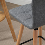 2er-Set Barhocker, gepolsterte Barstühle mit Rückenlehne und Fußstütze, Holzbeine, 41,5x47x97,5 cm, Grau
