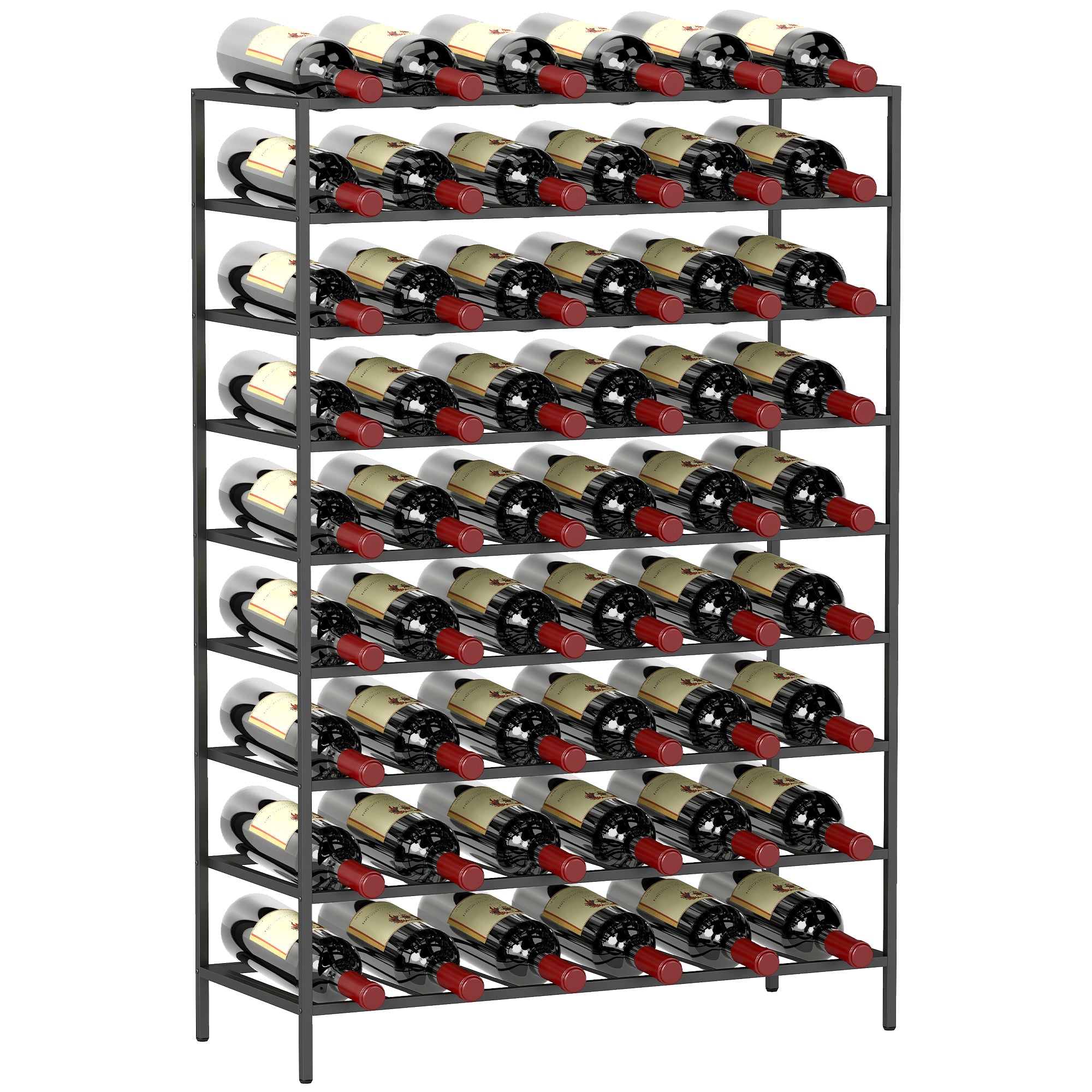 Étagère à vin rack pour bouteilles range-bouteilles capacité 54 bouteilles dim. 63L x 25l x 91H cm métal noir