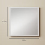 Miroir mural carré 50 x 50 cm, cadre en bois blanc, idéal pour la salle de bain, salon ou chambre