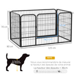 Luxe parc enclos modulable acier 4 panneaux et 1 porte pour chiens, lapins, rongeurs, petits animaux, intérieur et extérieur 125L x 70H cm noir