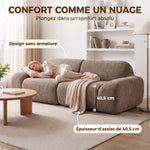 Canapé 3 Places en Chenille 244 cm, Canapé Salon Moderne, Assise et Accoudoirs Larges, Ressorts Ensachés, Marron Clair
