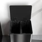 Küchenabfalleimer mit 2 Fächern à 2 x 30L, Edelstahl, Soft-Close-Deckel, 47,7x37,5x66,8cm, schwarz
