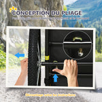 Rimorchio per bici per cani con finestre in rete, catarifrangenti e bandierina di sicurezza 140 x 71 x 83 cm nero