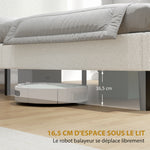 Cadre de Lit 140x190cm avec Sommier, Tête de Lit Réglable, Lit Double Rembourré en Velours Teddy, Lattes en Métal, Blanc