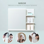 Armoire Miroir de Salle de Bain avec étagère 3 étagères latérales kit Installation Murale fourni en Bois Aspect Blanc