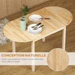 Table de salle à manger pliante ovale en bois massif 2 abattants peu encombrante 140L x 70l x 75H cm