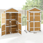 Armoire de Jardin Abri de Jardin Étanche avec Toit en Métal Double Porte pour Outils de Jardinage 105x55x179cm Naturel