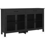 Lowboard Aufbewahrungsschrank 4 Türen mit verstellbaren Einlegeböden und 2 Schubladen Industrial-Stil 150 x 40 x 85 cm schwarz