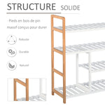 Etagère à Chaussures - étagère de Rangement - Meuble Chaussures 4 Niveaux Bois de pin étagères à Lattes MDF Blanc
