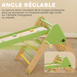 Triangle d'escalade enfants 8 en 1 avec rampe double face, arc d'escalade en bois avec toboggan & échelle, vert