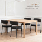 Lot de 4 chaises de salle à manger avec dossier en tissu pieds en acier 51 x 51 x 76 cm noir