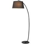 Lampe Lampadaire à Arc Salon Courbée - Lampe Arceau Moderne en Métal - Lampadaire sur Pied, Métal et Lin, Noir