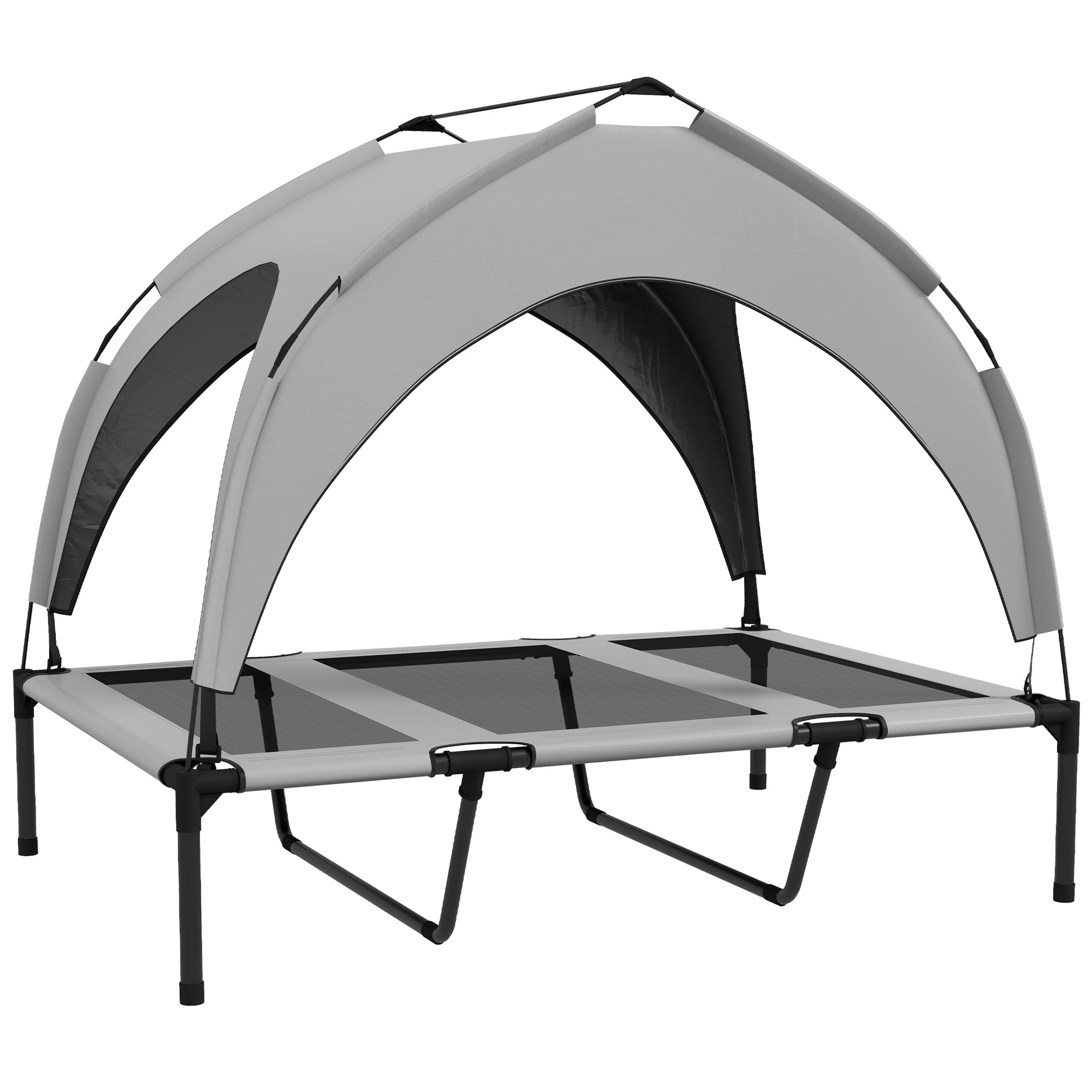 Lit pour chien chat sur pieds grand confort velum anti-UV oxford sac de transport inclus106 x 76 x 94 cm gris