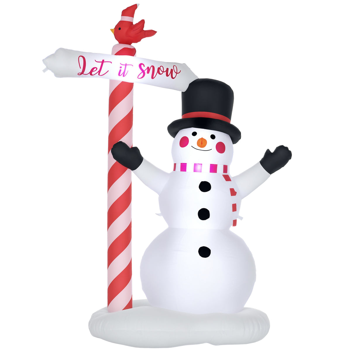 Bonhomme de neige gonflable avec pancarte 3 LED polyester imperméable hauteur 213 cm blanc