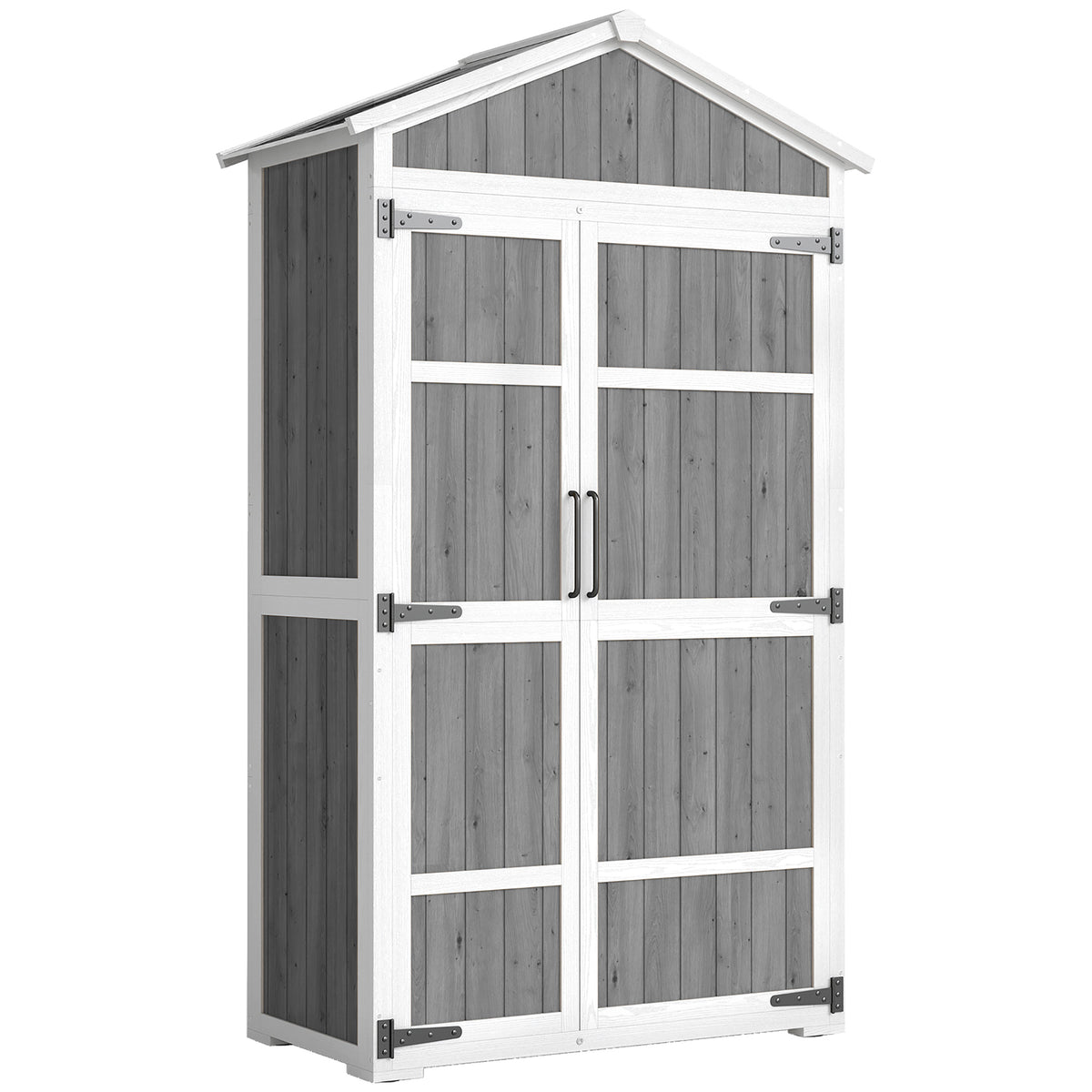 Armoire de Jardin Abri de Jardin Étanche avec Toit en Métal Double Porte pour Outils de Jardinage 105x55x179cm Gris