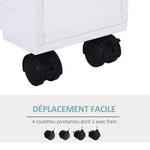Badezimmer-Rollwagen, WC-Schrank, offenes Regal mit 2 Schubladen, 16 x 52 x 71,5 cm, weiß