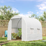 Serre de Jardin Tunnel Surface Sol 5 m² 2,5L x 2l x 2H m châssis Tubulaire renforcé 18 mm 4 fenêtres Blanc