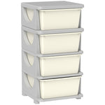 Organisateur de jouets pour enfants avec 4 tiroirs à 4 niveaux, boîtes de rangement en plastique, 37 x 37 x 76 cm, crème